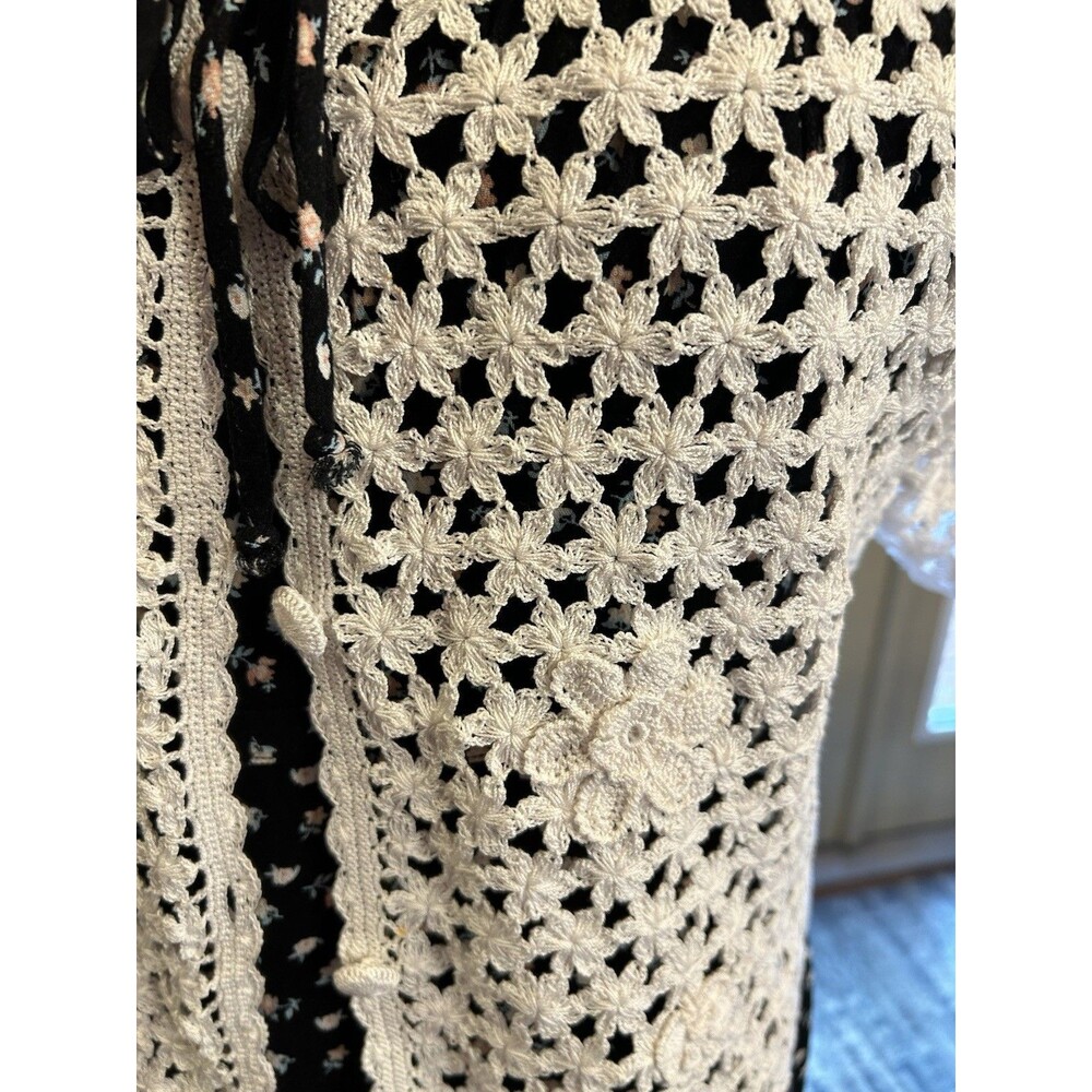 Vintage April Cornell Crochet Sweater Cardigan Sz Medium Cottagecore Dainty Boho - Picture 3 of 12